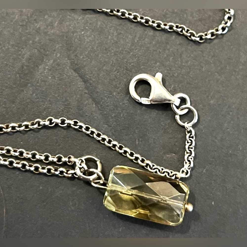 Vintage Rectangular Lemon Quartz Gemstone Pendant… - image 3